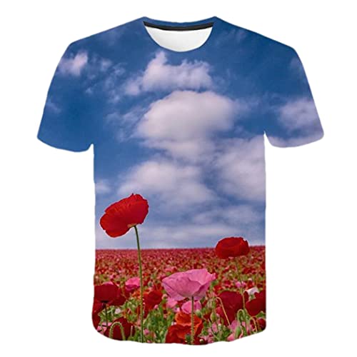 T-shirt d'été homme impression 3D fleur vêtement décontracté grand taille 4XL
