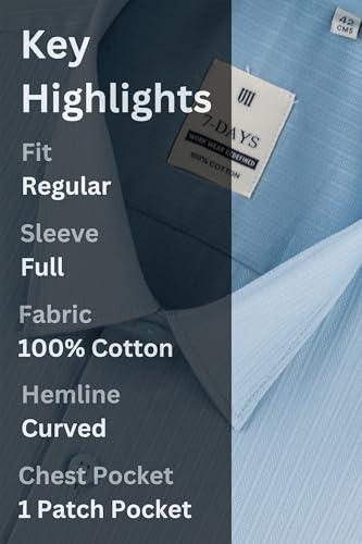 Image of 7-DAYS Premium Men's Formal Shirts - Cotton, Self-Design, Full Sleeve, Regular Fit, with Pocket, Stylish Office Shirts for Men