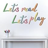 Memorywuu 1 Set Let's Play Let's Read Sign Reading Nook Decor Wooden Read Sign Reading Corner Decor Play Sign Wall Letters for Room Nursery Wall Decor for Classroom Library Family Playroom