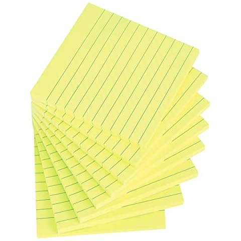 Vanpad Lined Sticky Notes 4x4 Inches, Lemon Yellow Ruled Self-Stick Pads, Easy to Post for Home, Office, Notebook, 8 Pads/Pack Cover