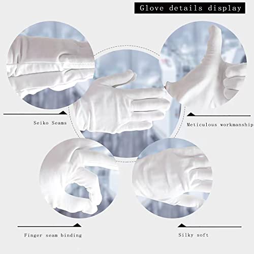 Zfyoung 6 Pcs（3Pairs） White Cotton Gloves，White Moisturizing Gloves, Cotton Gloves For Dry Hands Eczema, White Sleep Gloves For Men And Women, Beauty Coin Spa Cloth Gloves #TOP3