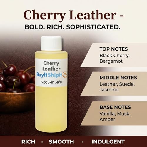 Image of Black Cherry Leather Fragrance from Our Leather Collection - Perfect for Adding Aroma to Freshies, Candles, and Diffusers - 32 Ounces