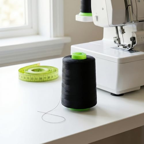 8 Pack 64000 Yards Black Serger Sewing Thread Cones, 40S Polyester Overlock Cone Thread, High Tenacity Durable for Sewing, Quilting, Serger, Embroidery Machines miniatura 5