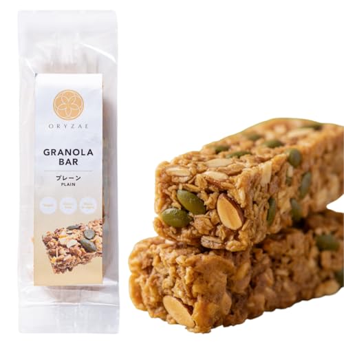 【麹シロップ使用】オリゼ グラノーラ バー 米麹 糖質オフ 砂糖不使用 無添加 グルテンフリー ヴィーガン 国内製造 ORYAZE (5本セット, プレーン)の商品画像（Amazon）