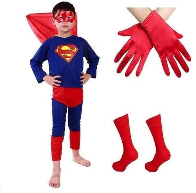 AMPYREAL Hosiery Fabric Superman with socks and glove Superhero Costume For Kids Halloween Dress Fancydress Birthday Gift | Cosplay Bodysuit for Boys and Girls | Size - 2-4 Y (B0D6W9RKZJ) Amazon Price History, Amazon Price Tracker
