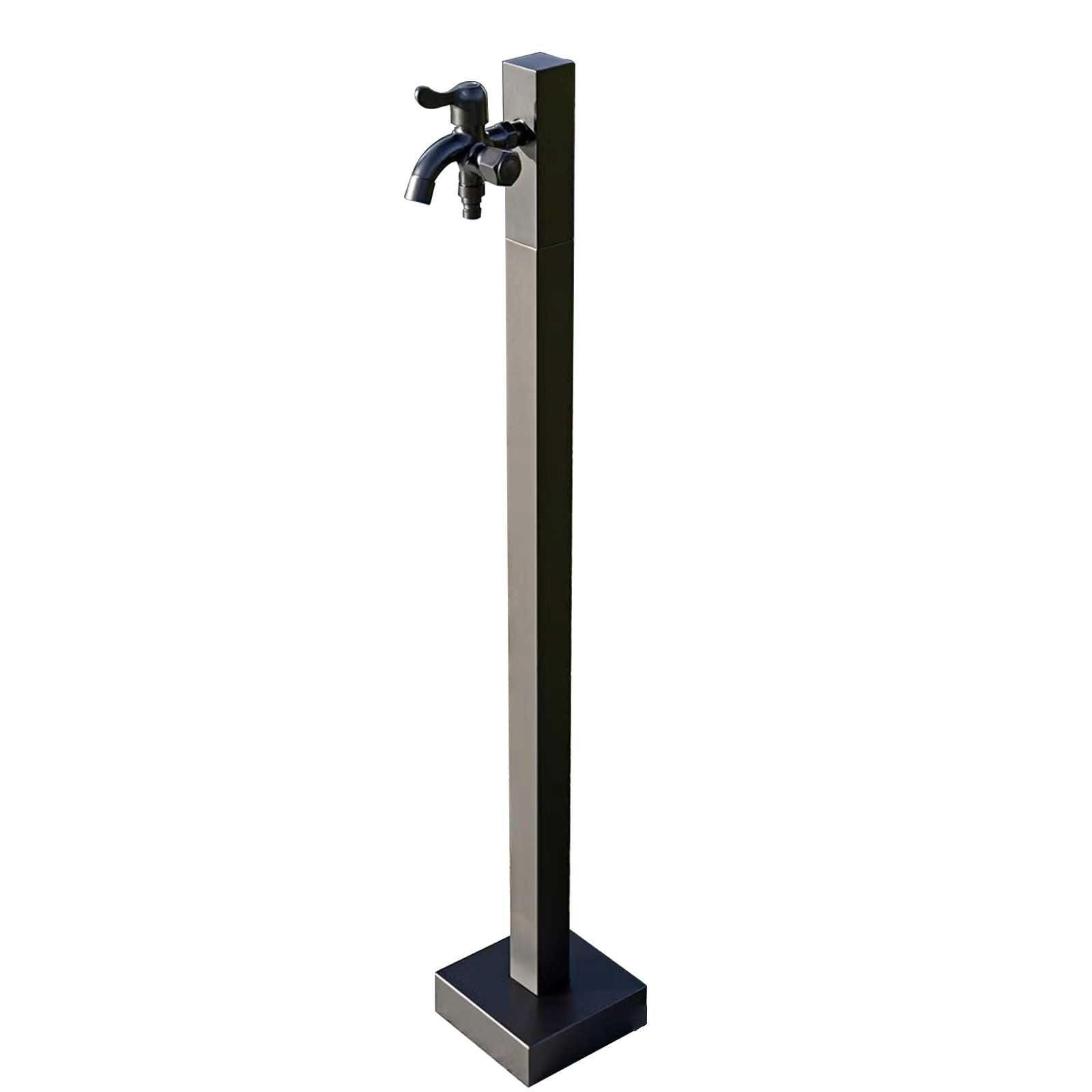 WOTZOV Stainless Steel Outdoor Vertical Garden Water Column With Double Faucet, 72Cm Antifreeze Water Dispenser Hydrant - Durable Silver Garden Feature，Black 72cm/28in