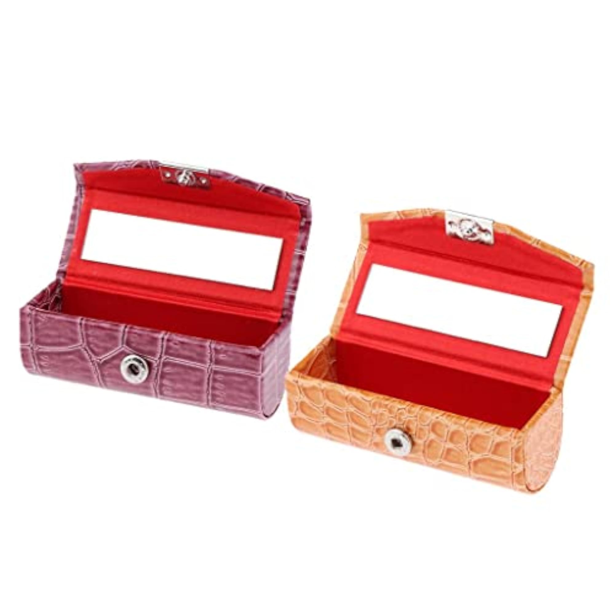 2 Colors Women PU Leather Lipstick Case with Mirror