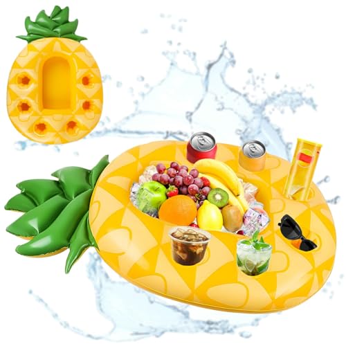 dellyy Ananas Porte Gobelet Gonflable, Bar Flottant pour Piscine, Porte Boisson Gonflable, Ananas Plateau Gonflable, Plateau Flottant Flottante, Porte Verre Piscine Flottante, Porte Gobelet Piscine