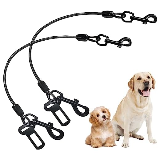 Fiyade Paquete de 2 Cinturones de Seguridad para Perros, arnés de Coche para Perros con Cable de Acero Resistente a la masticación, Correa de Cable de Cadena para Perros, arnés para vehículos, 70 cm