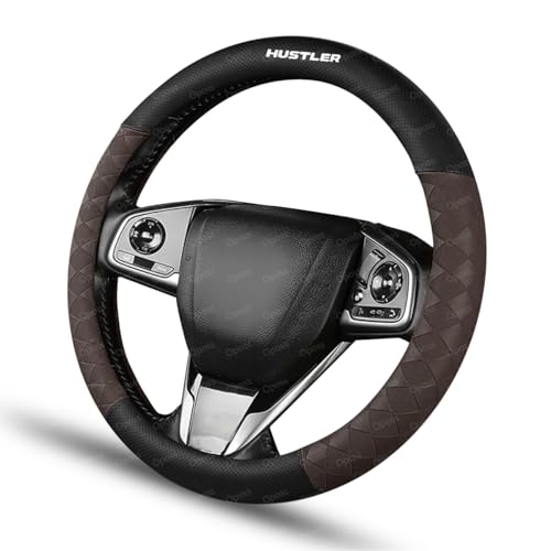 スズキ ハスラー ハンドルカバー 車用 軽自動車 普通車 ツートンカラー ステアリングカバー ハスラー MR52S MR92S 汎用 おしゃれ 通気性がよい オールシーズン対応 ハンドル 保護カバー 内装パーツ アクセサリー (ブラウン)