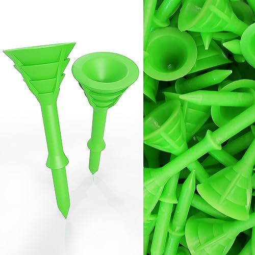 FINGER TEN Golf Tees Plastic Unbreakable Tee 3 1/4 Inch 12/24/60 Pack, Durable Stable Golf Tee 4 Colors Available for Practice (Green, 3 1/4 Inch(24 Pack))