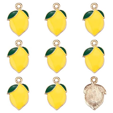 PandaHall 100 colgantes de aleación esmaltada de limón Cover