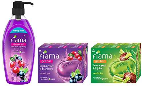 Image of Fiama Shower Gel, Family pack&Fiama Gel Bar&Fiama Gel Bar, Lemongrass And Jojoba for Smooth Skin, With Skin Conditioners, 125g (Pack Of 3)