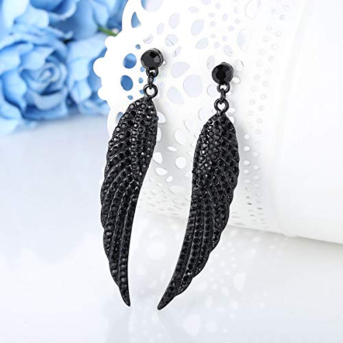 mecresh Vintage Floral Teardrop Butterfly Wing Black Austrian Crystal Drop Dangle Earrings for Women Bride Gift4