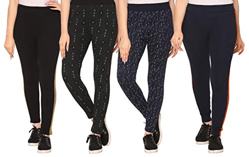 Image of SHAUN Women Free Size (Waist Size-26-34 inch) Stretchable Jegging (Length 37-39 inch Pack of 4)