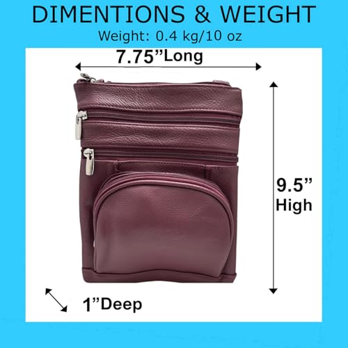 SILVERFEVER Women’s RFID-Blocking Crossbody Shoulder Bag - Top Grain Leather, Adjustable Strap, Multiple Pockets3