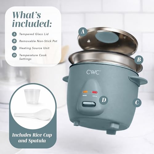 Image of COOK WITH COLOR 6 Cup Rice Cooker 300W - Effortless Cooking and Perfectly, Cooks 3 Cups of Raw Rice for 6 Cups of Cooked Rice, Slate Blue | 300W, Cooks 3 Cups Raw Rice, 6 Cups Cooked Rice, Effortless Cooking