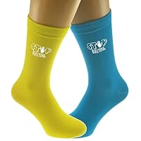 Stop Bullying Anti Bullying Odd Socks Design Yellow Turquoise Socks Kids Small UK 9 to 12