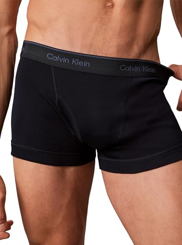 Calvin Klein Herren 3er-Pack Trunks mit Logo-Bund, Dunkler Saphir/Diamant-Logo + Etablierung, S – Ansicht 4