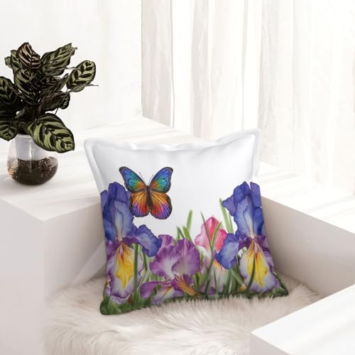 Housse de coussin fleur d'iris pour canape et salon ambiance cocooning rustique