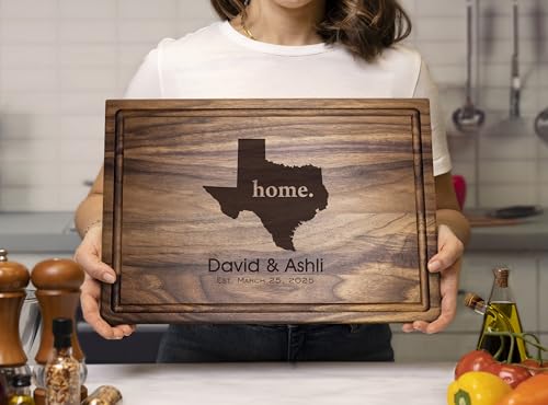 Tabla de cortar artesanal Straga American Handmade XL con diseño personalizado en silueta de estado miniatura 2