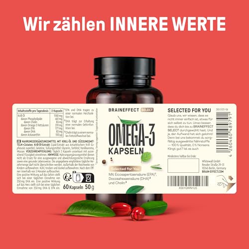 Krillöl Kapseln – BRAINEFFECT Premium Omega 3 mit Astaxanthin, EPA & DHA – Ansicht 3