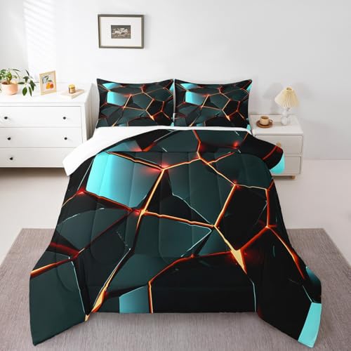Image of Feelyou Stereoscopic Honeycomb Comforter Set Geometrics Hexagon Comforter for Kids Boys Girls Beehive Bedding Set Geometric Honeycomb Duvet Set Simplistic Room Decor Quilt King Size Boys