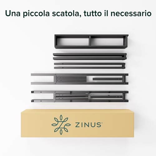 Image of Zinus Justin Single Bed Base 80 x 190 cm - Bed Frame with Metal Slats Included - Height 36 cm with Space Below - Easy to Assemble - Black
