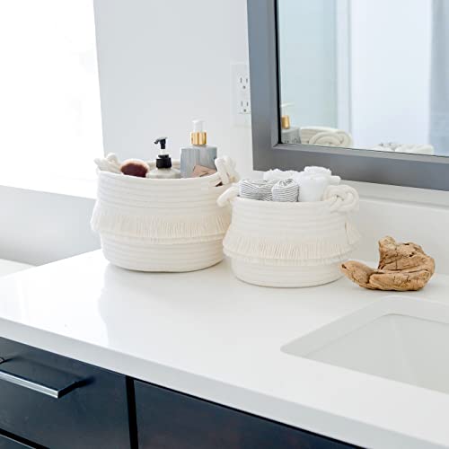 Naturalcozy 3-Piece Decorative Storage Basket Set – Cotton Rope Woven Baskets For Organizing! Small Basket For Nursery Baby Stuff, Gift Basket, Montessori, Dog Toy Bin, Cat Basket, Bathroom Shelves #TOP5