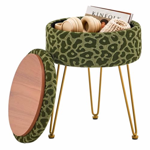 Image of Ottomans Round Ottoman with Storage Footstools Vanity Chair