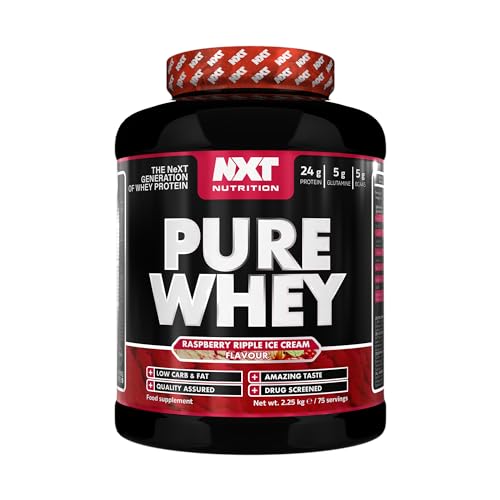 NXT Nutrition Pure Whey 2.25kg | Whey Protein | Muscle Growth and Recovery | 75 Servings | All Flavours | (Raspberry Ripple)