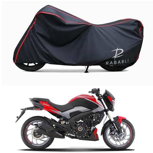 Image of Waterproof Bike Body Cover Compatible for | Bajaj Dominar 250 BS6 | Taffeta Fabric, Red Piping Design, Bottom Elastic Fit | Dustproof, Sun UV & Rain Protection for All Bikes