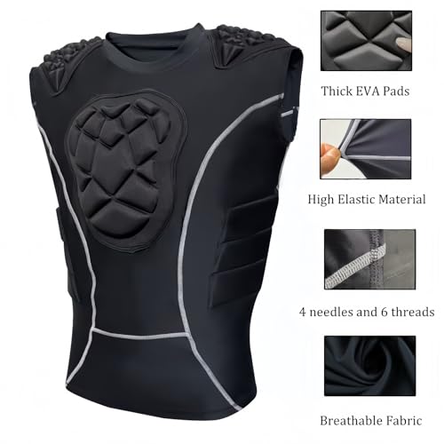 Topeter Baseball Chest Protector Vest, Padded Compression Undershirt w/ Heart Guard, Ribs, Shoulders Protective Pads XL