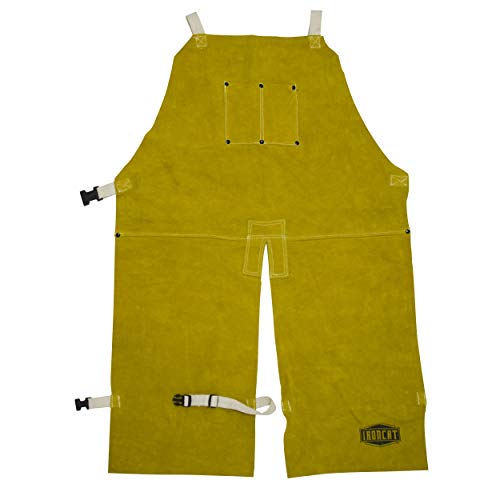 West Chester IRONCAT 7011 Leather Split Leg Bib Apron – 24in x 36