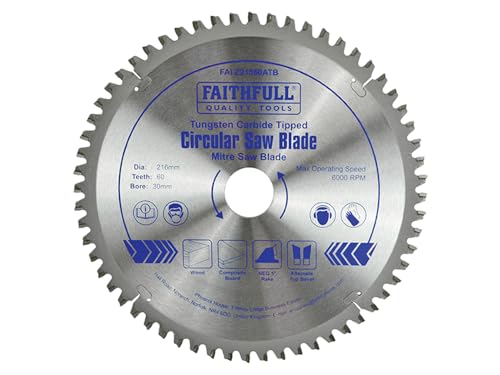 Image of Faithfull FAIZ21660ATB TCT Cross Cut Mitre Saw Blade 216mm x 30mm Bore 60 Teeth