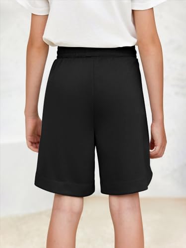 Haloumoning Shorts atléticos para meninos cintura alta elástico desempenho ativo corrida basquete sh