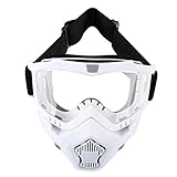 LJDJ Motorcycle Goggles with Removable Face Mask - Dirt Bike ATV Motocross Eyewear Anti-UV Adjustable MX Riding Offroad Cycling Motorbike Protective Glasses Racing Combat Tactical Military Goggles