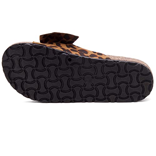 Shoe Land Sl-Nylah Women's Knot Bow Slide Sandals Cork Footbed Slip On Slides Casual Platform Slippers 2020Leopard 11.0 #TOP3