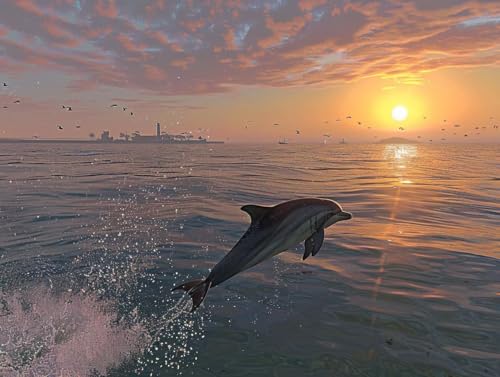 Diamond Painting Coucher de soleil dauphin, une activité relaxante pour décorer votre salon