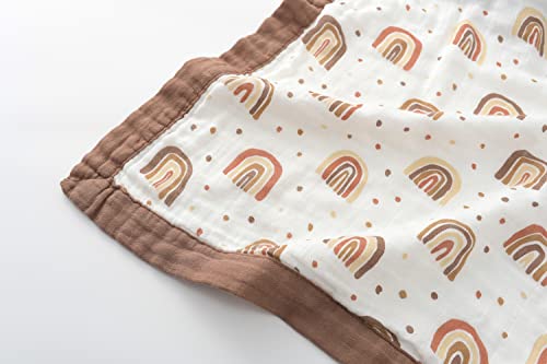 Boho Rainbow Muslin Quilts- Bamboo Summer Blanket For Toddler -Oversized 47" X 47" - 2 Layers Muslin Baby Crib Blanket For Boy, Gender Neutral #TOP4