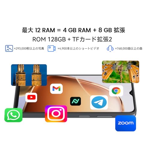 Blackview WAVE 9C スマートフォン 本体 SIMフリー｜Android 15 スマホ｜6.56インチ HD+｜5000mAhバッテリー｜12GB+128GB (2TB拡張可能)｜8コアCPU｜4G デュアルSIM｜13MP+8MPカメラ｜顔認証 デュアルSIM OTG GPS