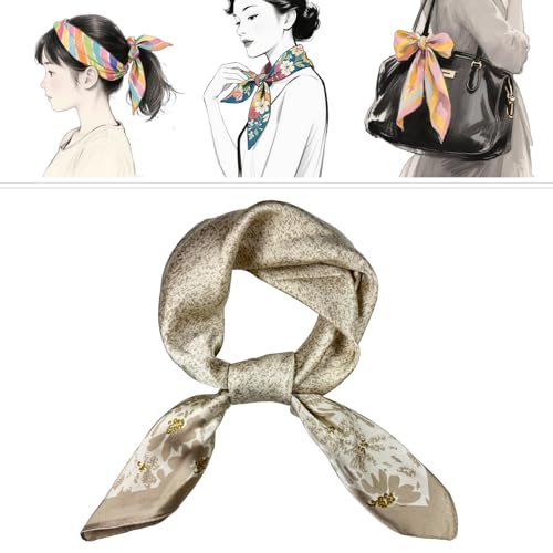 Natural Silk Feel Scarf for Women Lightweight Square Neck Scarf Soft Bandana 25.6x25.6in3