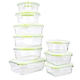GLASSWELL 18 Piece Glass Food Storage Containers with Locking Lids - Airtight & Leak Proof, BPA Free - Dishwasher, Oven, Freezer, Microwave Safe Glass Meal Prep Container