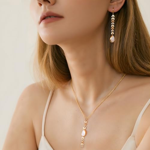 Wrangler Gold Western Y Necklace for Women Statement 14K Country Natural Stone Cowgirl Rustic Formal Jewelry3