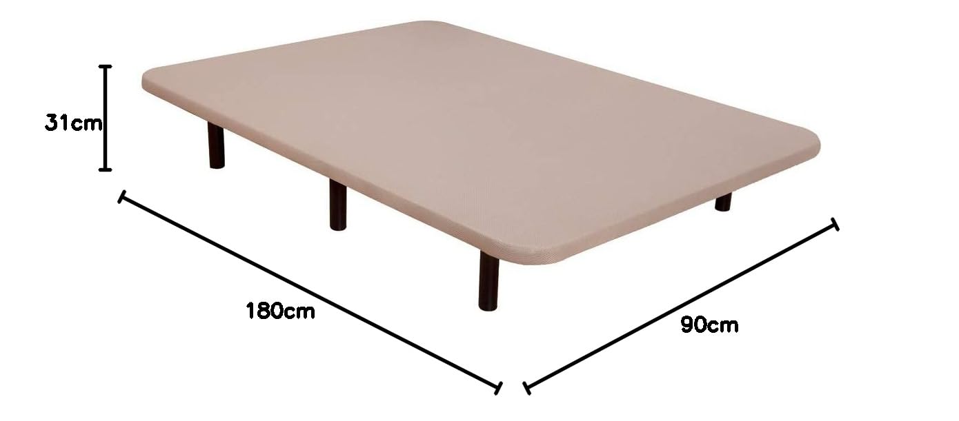 Base Tapizada para Dormitorio 3D Estilo Contemporáneo en Color Beige con 5 Refuerzos Trasversales 90x180 cm (con 6 Patas)
