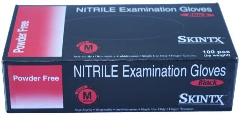 Skintx - Black Nitrile Powder-Free Exam Gloves - Box - Size: X-Large