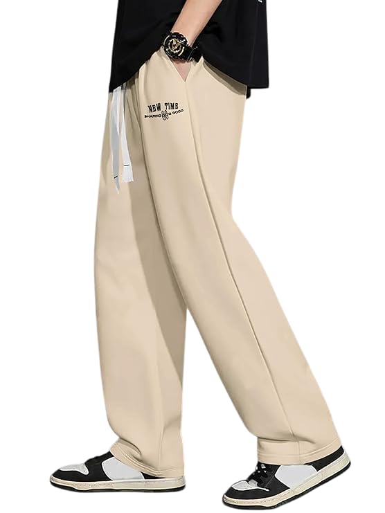 Image of Samfor Mid-Rise Stretchable Joggers in Premium Polycotton Comfort Blend for Street and Lounge Wear - Korean Style Baggy Track Pants for Men