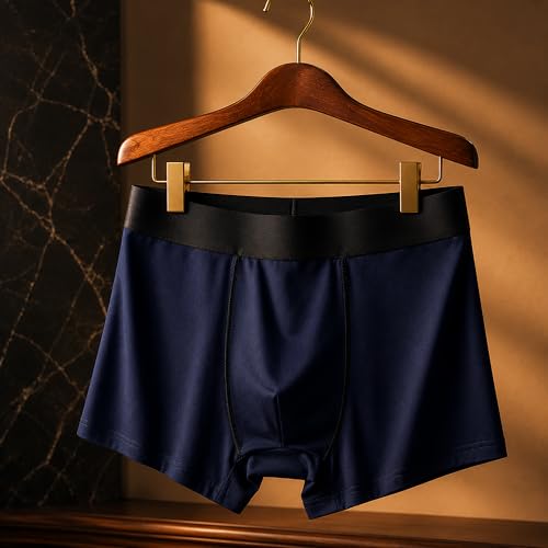 Image of Men's Extra Thin Elastic Underwear Long Comfortable Ice Silk Breathable Comfort Brief-Boxer-Trunks Imported Material Pack of 4