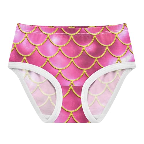 Toddler Underwear Floral 2t Cotton Little Girl Panties Fancy Kids Briefs Undies Mermaid Fish Scales Pink