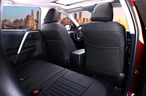 Image of EKR Rav4 Seat Covers Custom Fit for Toyota Rav4 XLE,Platinum,Limited 2013-2018 & SE 2016-2018, Leather Car Seat Cover Full Set for SUV,Faux Leather(Black)
